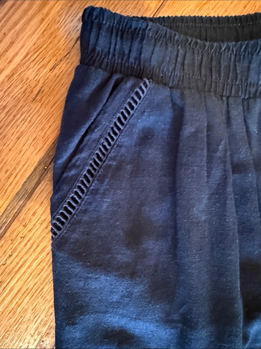 Briggs New York Black Pull-On Wide Leg Lenin Pants. Elastic Waist. Small. - Picture 5 of 8